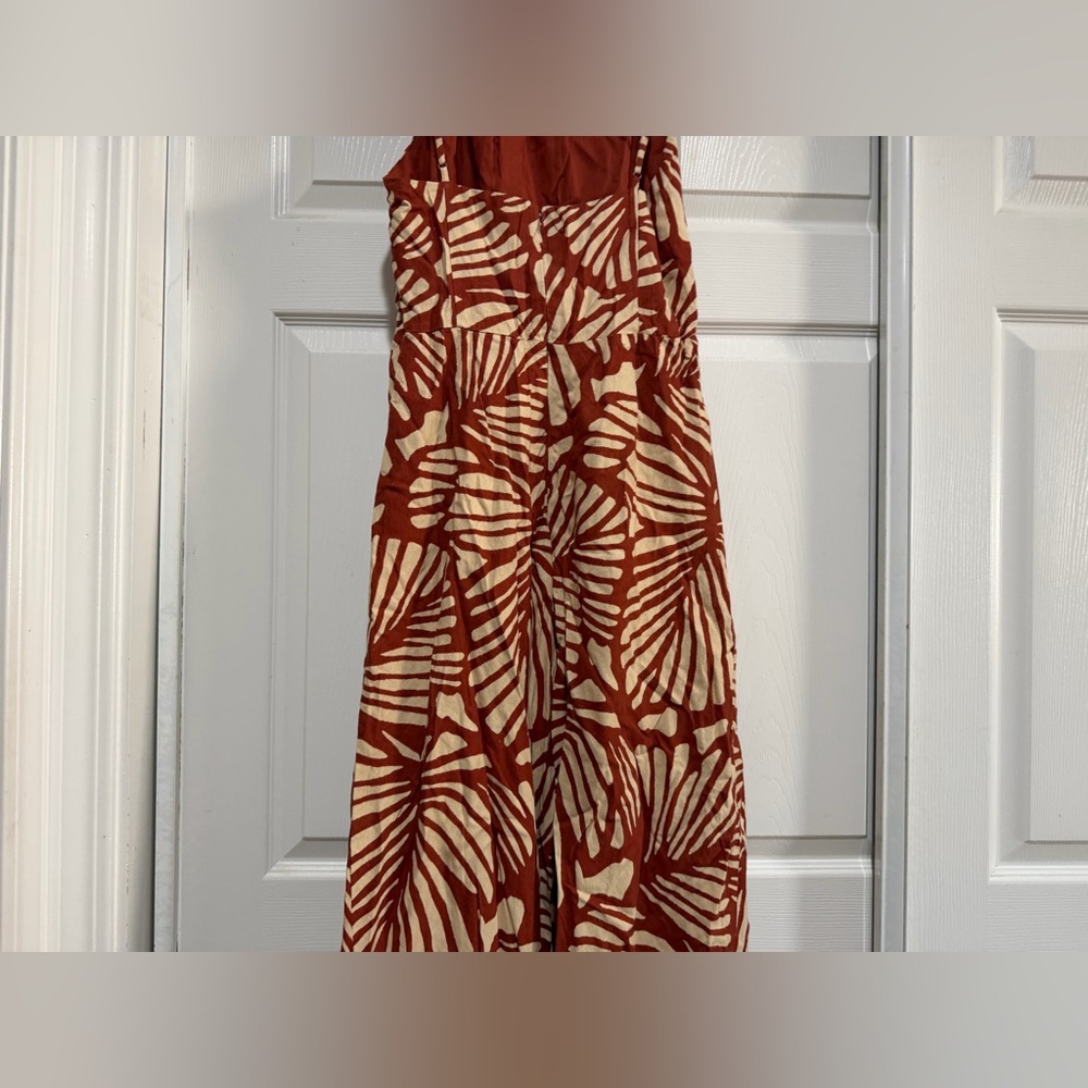 NWT Banana Republic Factory Linen-BLEND HIGH-NECK MIDI DRESS Leaf Print Size 2 - Picture 7 of 10